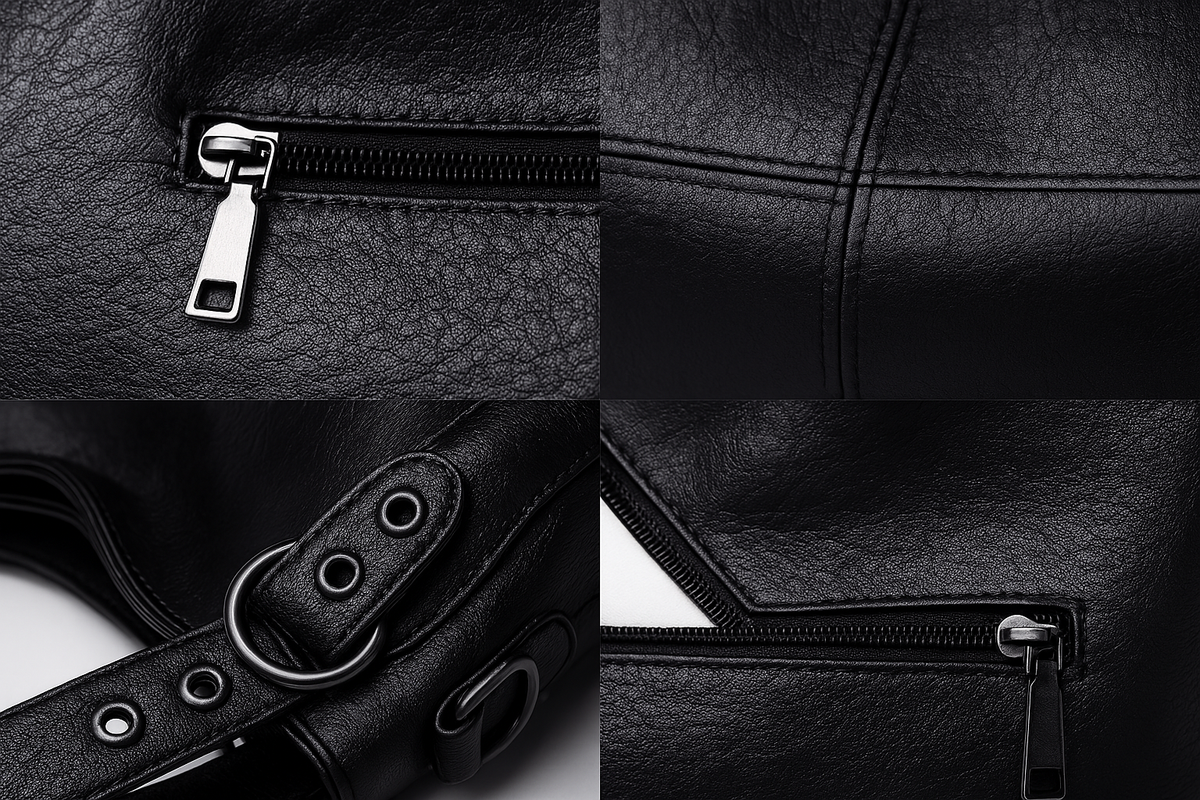 Kenia™ - Borsa a spalla Nera con doppio manico e tracolla