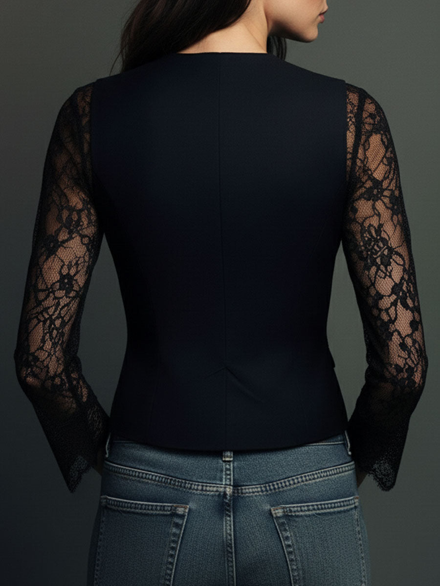 Noemi - Blazer nero con maniche semitrasparen
