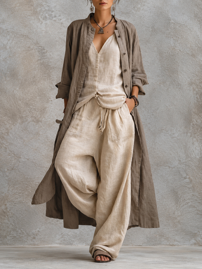 Leticia - Completo casual a tre pezzi in beige e marroni
