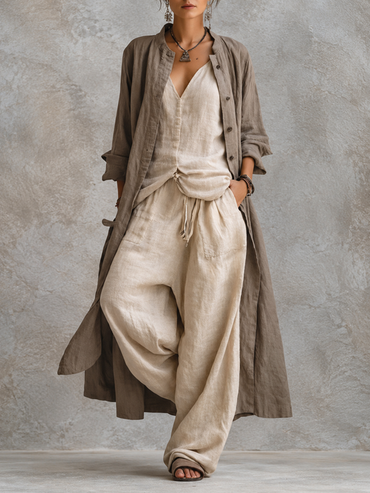 Leticia - Completo casual a tre pezzi in beige e marroni