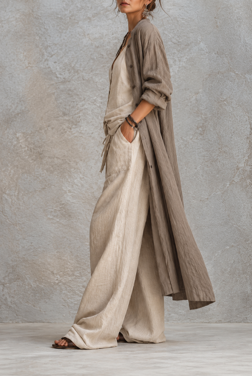 Leticia - Completo casual a tre pezzi in beige e marroni