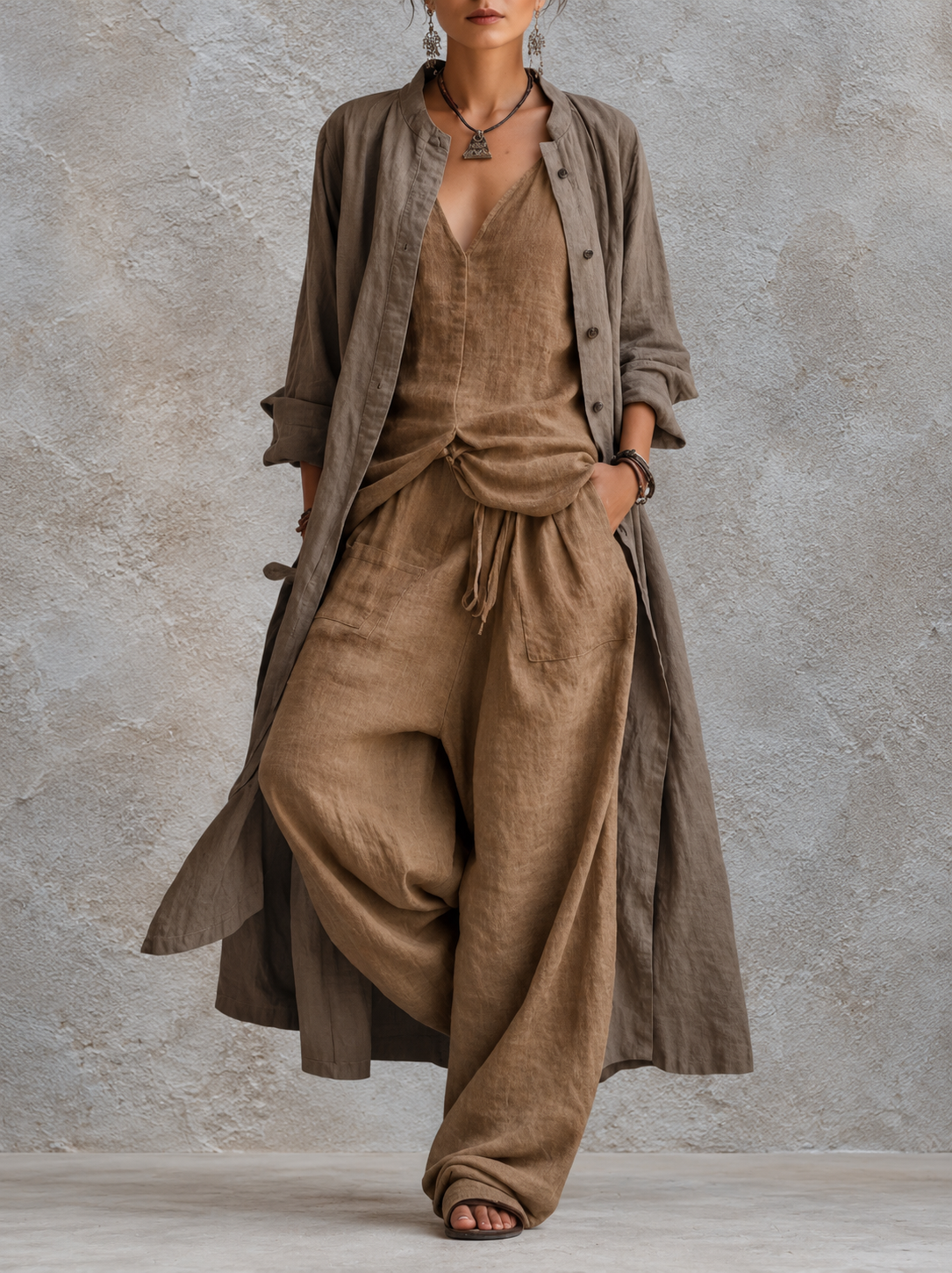 Leticia - Completo casual a tre pezzi in beige e marroni