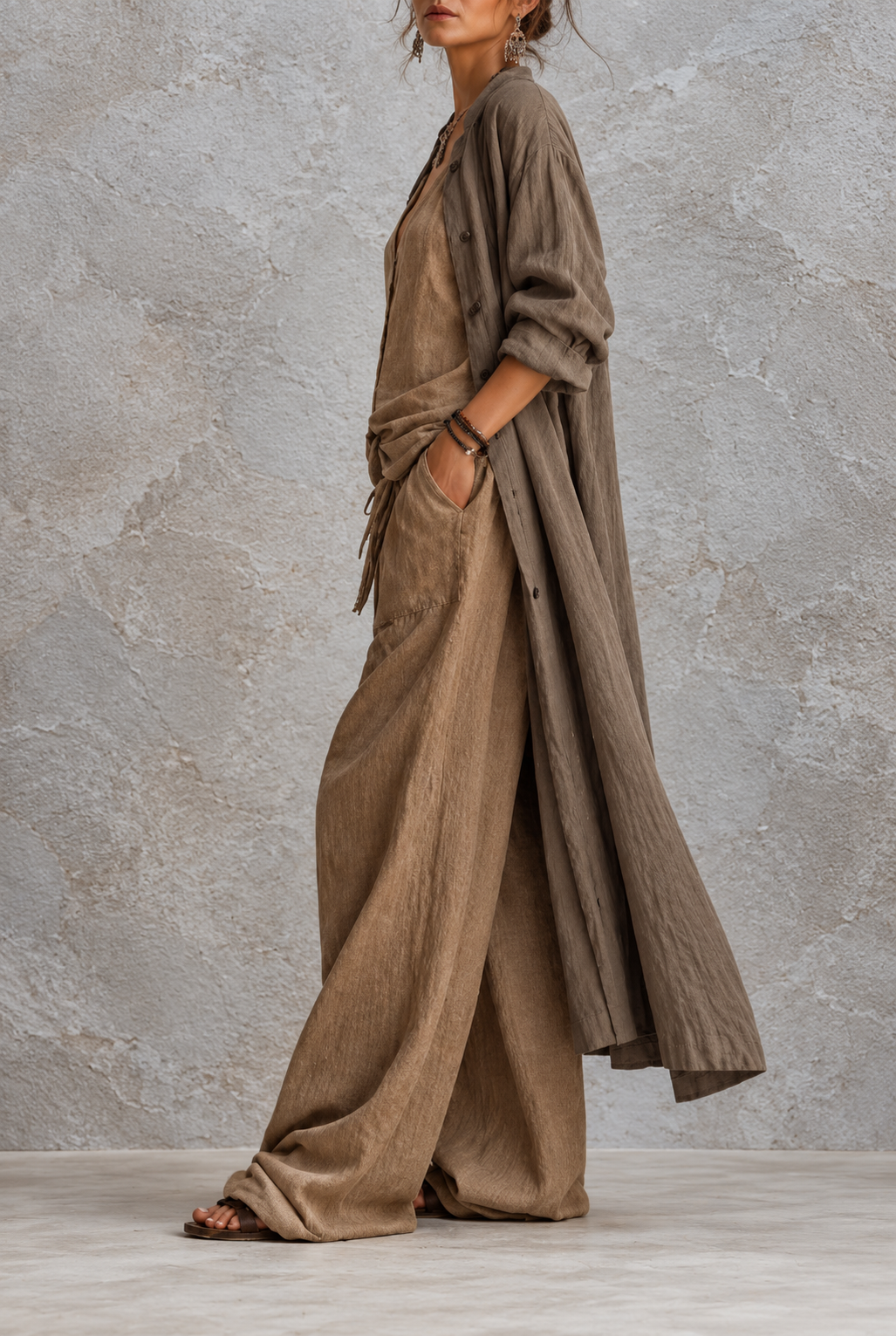 Leticia - Completo casual a tre pezzi in beige e marroni