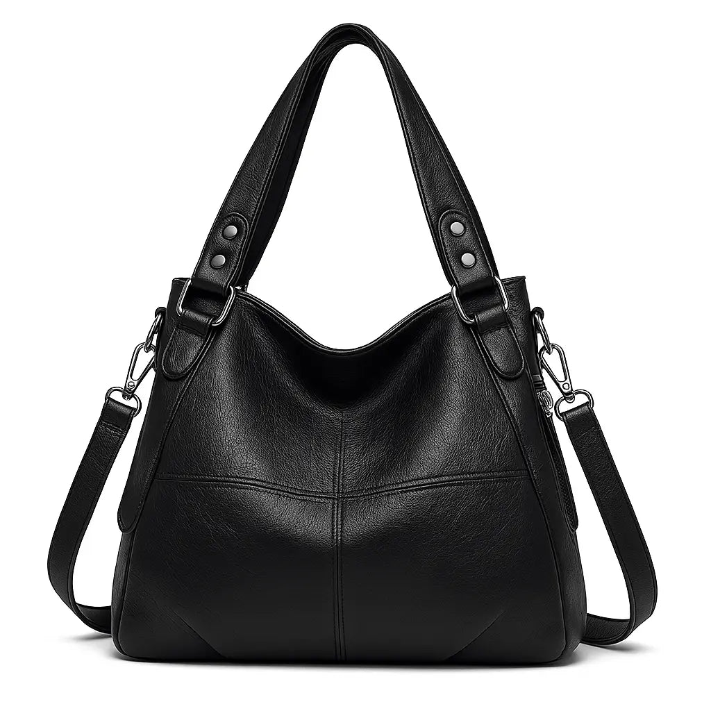 Kenia™  - Borsa a spalla Nera con doppio manico e tracolla