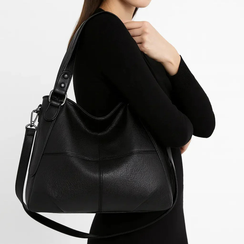 Kenia™  - Borsa a spalla Nera con doppio manico e tracolla