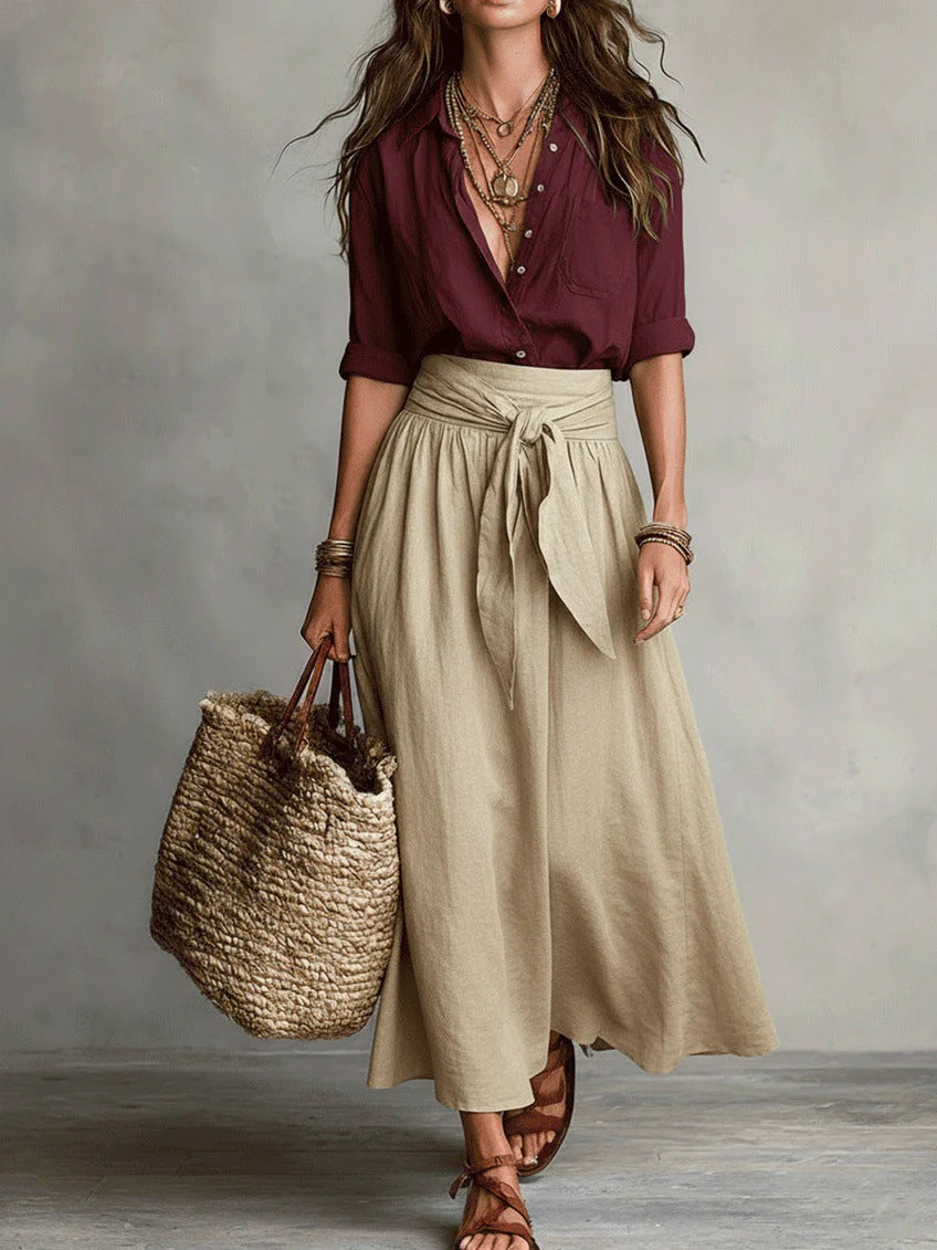 River - Elegante completo midi a due pezzi