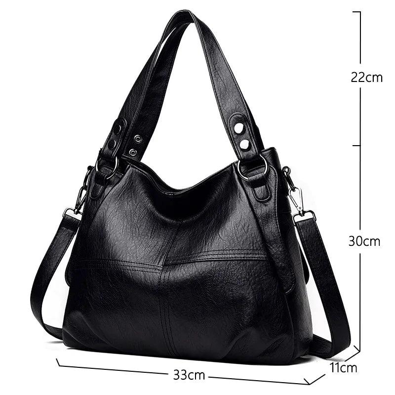 Kenia™  - Borsa a spalla Nera con doppio manico e tracolla