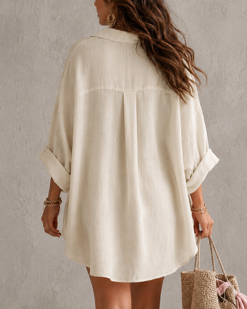 Melidia - Set composto da camicia e pantaloncini in cotone e lino