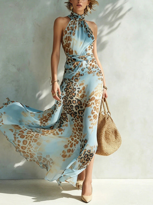 Desiree - Abito lungo glamour con stampa animalier