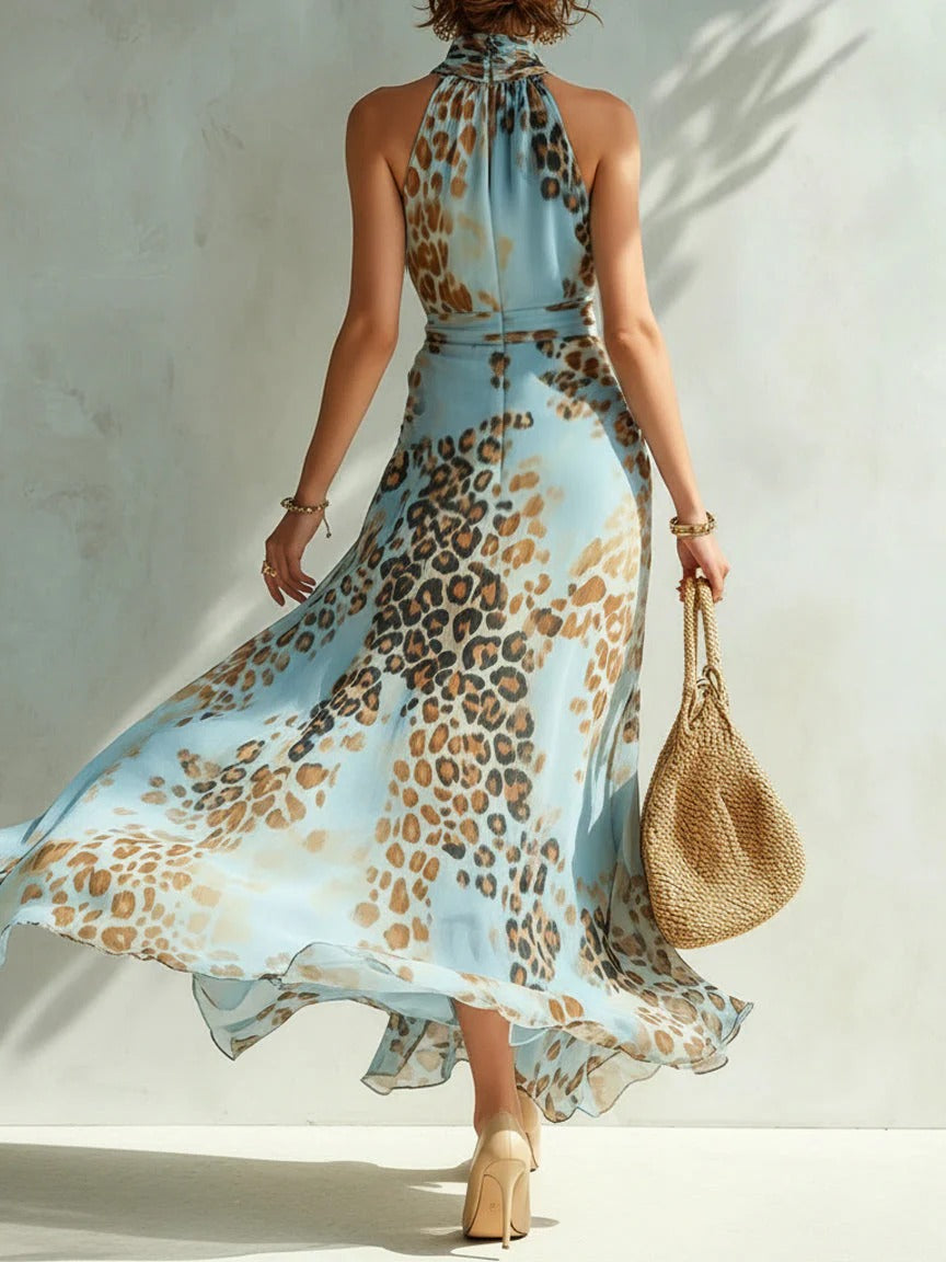 Desiree - Abito lungo glamour con stampa animalier